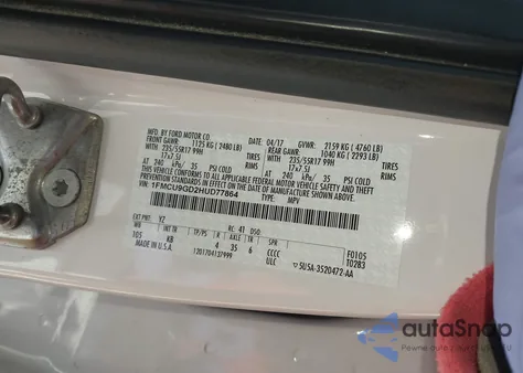 2017 Ford Escape Se from USA, damaged, VIN 1FMCU9GD2HUD77864